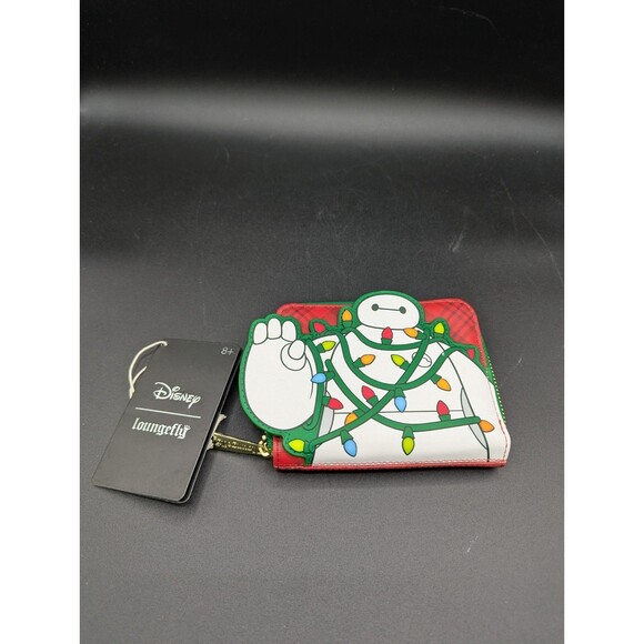 Loungefly Disney Big Hero 6 Baymax Holiday Plaid Light-Up Mini Backpack + Wallet - Picture 6 of 8